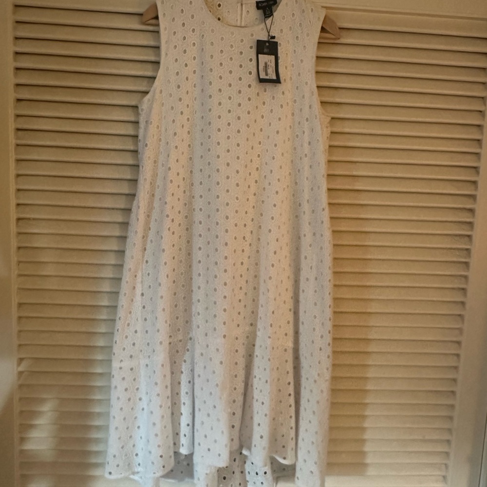 NWT RONEN CHEN ISRAELI DESIGNER WHITE EYELET TIERED DRESS UK SZ 10 = US SZ 6